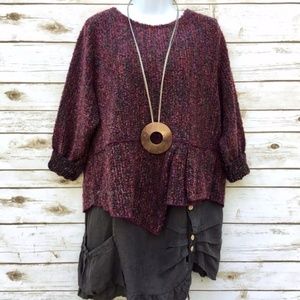 Asymmetrical Cropped German Lagenlook Tunic Top